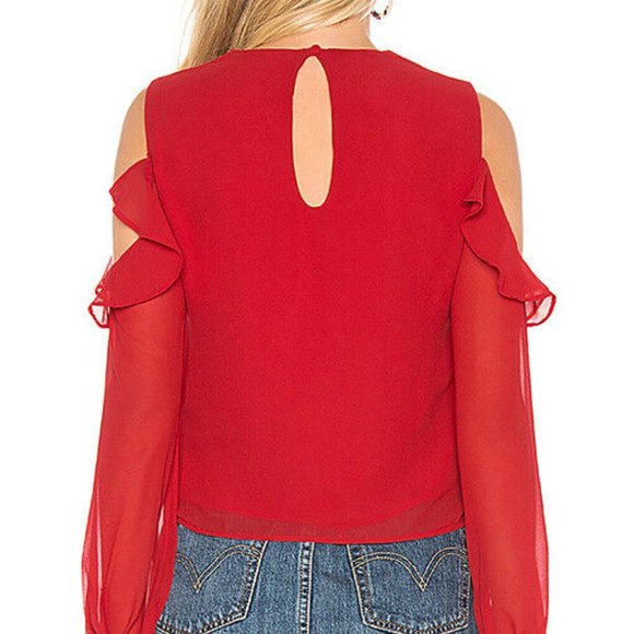REVOLVE Women's Naya Ruffle Shoulder Blouse  Red S - Picture 2 of 10